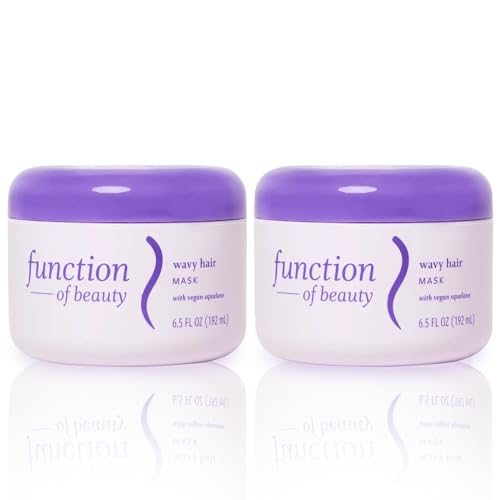 FUNCTION OF BEAUTY Hair Mask for Wavy Hair, 6.5 oz Each (2-Pack) - Deep Conditioning Formula With Argan Oil to Restore Shine & Vegan Squalane to Prevent Hair Breakage, Customizable Haircare