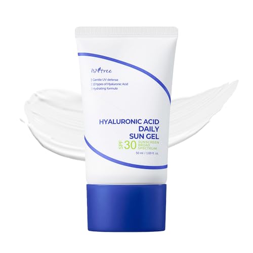 ISNTREE Hyaluronic Acid Daily Sun Gel 50ml, 1.69 fl oz | SPF 30 | Korean Skincare | Moisturizing | No White Cast | Lightweight | Mild Formula | Daily SPF | Korean Sunscreen | Broad Spectrum