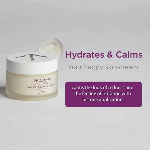 Alchimie Forever Kantic Calming Cream | Midweight Facial Moisturizer Calms Redness & Irritation with Rich Antioxidants Blueberries & Grape Seeds | Revives Dull Skin, Hydrates, Anti-Aging I 1.7 oz
