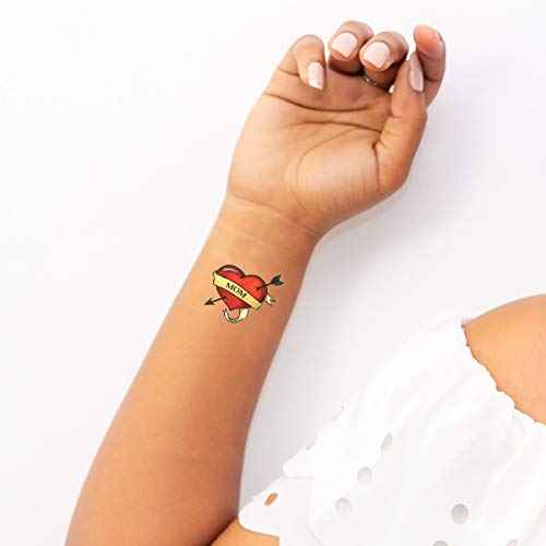 Mom Heart Temporary Tattoo/Pack of 10 / Traditional Tattoo Style/Perfect For Mother's Day/Removable