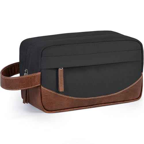 Travel Toiletry Bag for Men, Hanging Toiletry Organizer, Water Resistant Shaving Kit with Large Capacity for Travel Accessories (Black, Large)