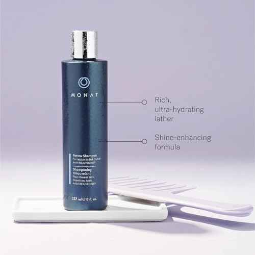 MONAT Renew Shampoo Infused with Rejuveniqe¢ç - Moisturizing Shampoo w/Omega Fatty Acids for Medium to Thick Hair. Shine-enhancing, Ultra-hydrating Lather for Dry Hair - Net Wt. 237 ml / 8.0 fl. oz.
