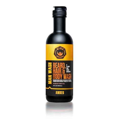 GIBS Grooming 3 in 1 Man Wash Body Wash for Men - Beard & Hair Moisturizing, & Cleansing Liquid Body Wash - Sulfate & Paraben Free