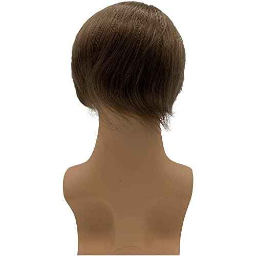 Mens Toupee European Human hair Replacement for Men Hairpiece Swiss Lace Front 0.08mm Thin Skin PU All V-looped Man Wigs 10x8inch #18 Dark Blonde Color