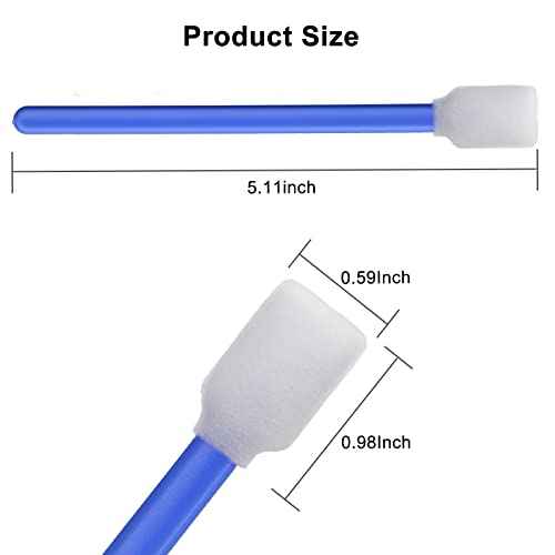 (100pcs) 5.11" Square Rectangle Foam Cleaning Swab Sticks-Blue