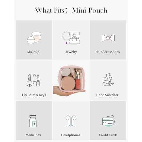 Pocmimut Makeup Bag,Mini Makeup Bag Cute Pouch Purse Organizer Travel Essentials,Clear Makeup Pouch for Car Accessories for Women,Pink