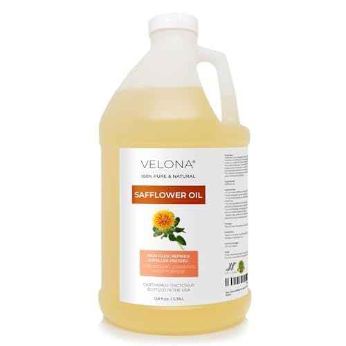 velona Safflower Oil 1 Gallon / 128 Fl Oz | 100% Pure and Natural Carrier Oil | Refined, Expeller Pressed | Cooking, Skin, Hair, Body & Face Moisturizing | Use Today - Enjoy Results