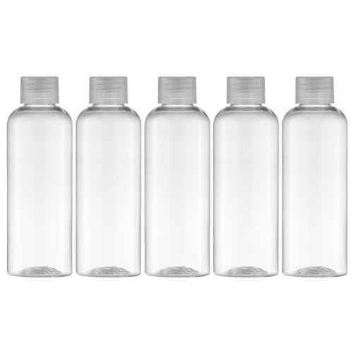 Tekson Plastic Travel Bottles 3.4 oz, Travel Size Containers for Shampoo, Empty Mouthwash Bottles with Clear Screw Cap (100ml, Clear)