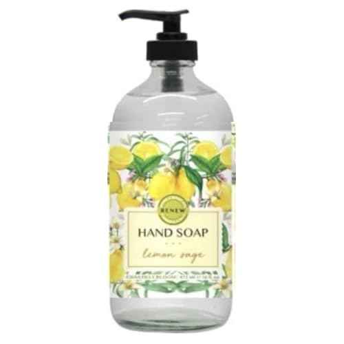 Home and Body Co Hand Soap Chantilly Bloom 16 FL/473ml Infused with Essential Oils, GLASS BOTTLE (Lemon Sage)