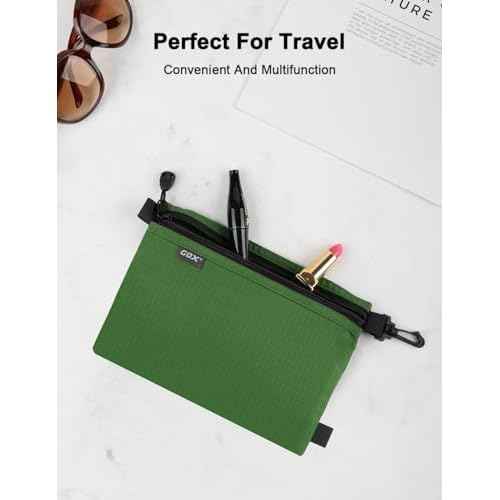 GOX Travel Toiletry Bag Carry On Zipper Pouch Cosmetic Kit Makeup Digital Bag Water Repellent Nylon (Blackish Green)