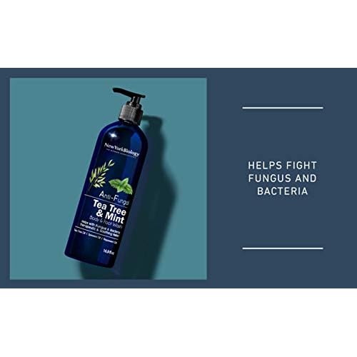 New York Biology Tea Tree Mint Body Wash for Men and Women - Moisturizing Body Wash Helps Soothe the Skin - Refreshing and Hydrating Cleanser for Body and Feet - 16.9 Fl Oz (Pack of 2)