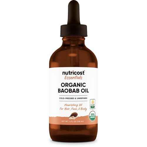 Nutricost Organic Baobab Oil (4 FL OZ) - Nourishing Oil For Hair, Face, & Body, Cold Pressed & Unrefined