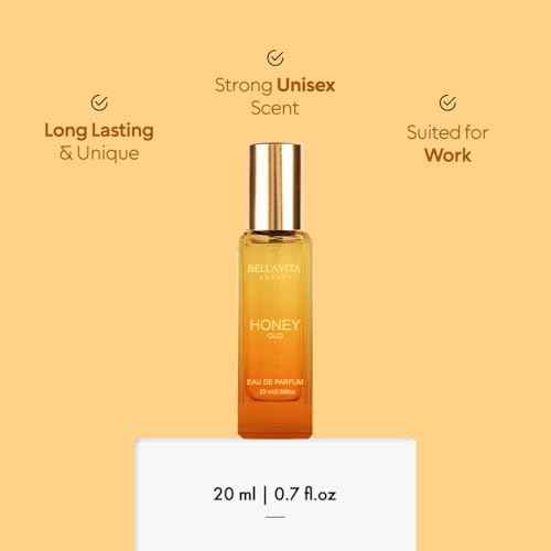 BellaVita Luxury Honey OUD Eau de Parfum Travel Size Edition 20 ml | Long-Lasting Mini Perfumes for Women | Notes: Patchouli, Vanilla, Bergamot & Spicy Notes | Pocket Perfume for Women | Vegan Perfume