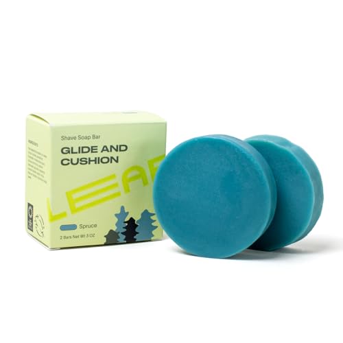 Leaf Shave | Leaf Shaving Soap Bar - All-Natural Bar Soap for Grooming and Skin Preparation for Women & Men, 1.5 oz - Spruce, 2-Pack