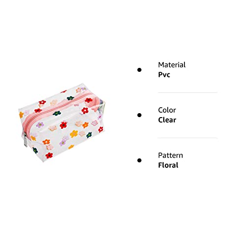 Cute Crystal Clear Cosmetic Bags, Travel Toiletry Clear Makeup Bags, Portable Makeup Brushes Kit Storage Bag, Waterproof Cartoon Organization For Women Girls (Floral)