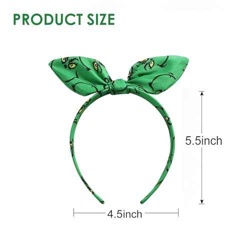 Christmas Knotted Bow Headband for Women Monster Headwear Trip Hair Accessories Green