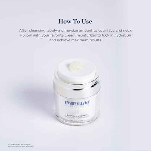 Beverly Hills MD Quench + Hydrate Daily Gel Moisturizer- Visibly Smooth, Plump, Hydrate Face & Neck for Wrinkles, Sagging- Skin Smoothing & Re-Energizing- Visibly Reduce Signs of Aging w/Niacinamide