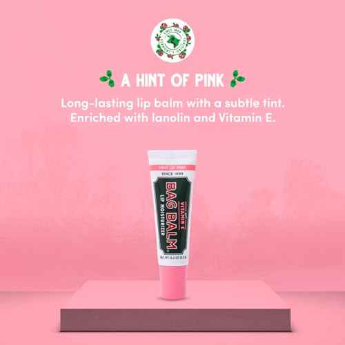 Vermont's Original Bag Balm Moisturizing Lip Balm with Vitamin E | Pack of 4 0.3oz Tubes (4 Pack, Hint of Pink)