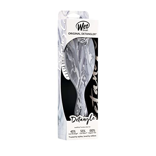 Wet Brush Original Detangler Hair Brush - Silver (Metallic Marble) - All Hair Types - Ultra-Soft IntelliFlex Bristles Glide Through Tangles with Ease - Pain-Free Comb for Men, Women, Boys and Girls