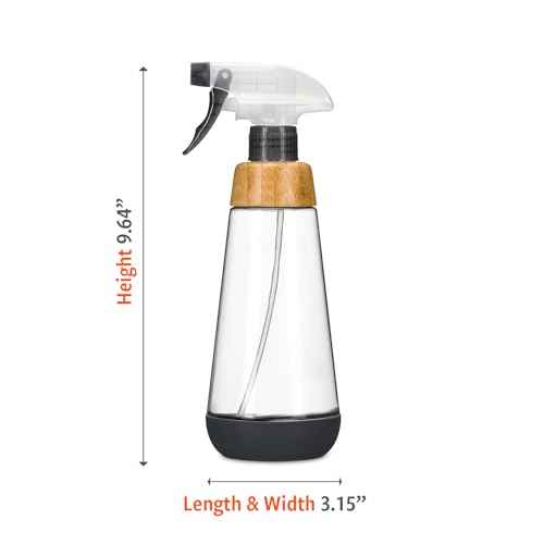 Full Circle Bottle Service-Refillable Glass Spray Bottle-Versatile Stream & Mist Options,Bamboo with Protective Silicone Boot-Ideal for Non-Toxic Cleaning Solutions & Plant Care,16oz,Gray,2 Pack