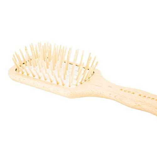 ACCA KAPPA Natural Paddle Hair Brush Travel Size Wooden Pins Beechwood Anti-Static Scalp-Massage Detangler