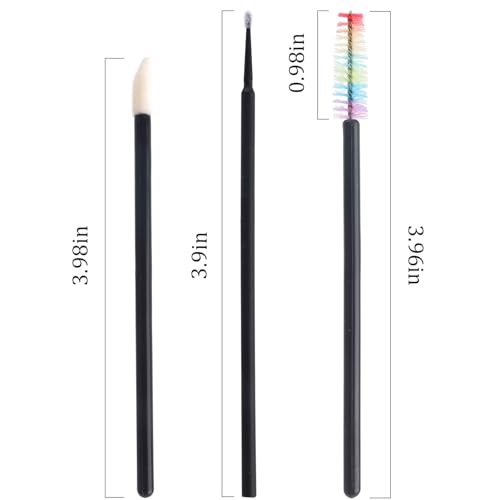 300 PCS Eyelash Extension Supplies Kit, Disposable Lash Spoolies Brushes Micro Swab Brushes Mascara Wand Lip Brushes for Eyelash Extension Tattoo Lipstick Applicator£¨Black Rainbow£©