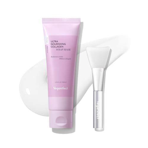 Collagen Overnight Wrapping Peel Off Facial Cream Mask with Jelly Brush, For Elasticity, Hydrating, Hydrolyzed Collagen & Peptide, Glass Skin, Korean Skincare, 2.73 Fl Oz