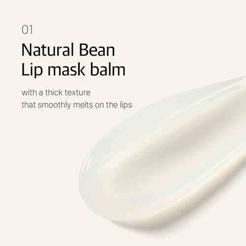 mixsoon Natural Bean Lip Mask Balm - Moisturizing and Softening Lip Care, Fermented Bean and Shea Butter, Vegan Formula for Smooth, Hydrated Lips 11g / 0.37 fl. oz. Korean Glass Skin Care