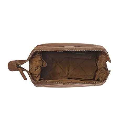 Chesterfield Brand Toiletry bag for travel necessaire | Travel shave bag Vince made of leather | Cognac genuine leather bag for travel necessaire