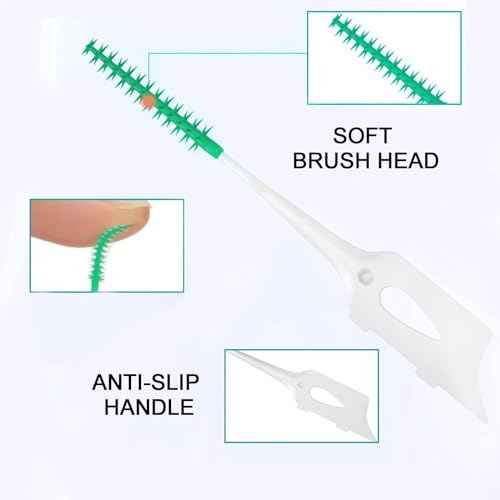 300 Pieces Dual-Use Interdental Brushes Soft Silicone, Disposable Dental Picks,Premium Dental Floss Picks for Effective Teeth Cleaning(200pcs Green+100pcs Blue)