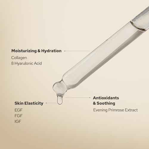 EGF Peptide Ampoule, Epidermal Growth Factors, Peptide, Collagen, Hyaluronic Acid, and Evening Primrose Extract for Skin Elasticity and Skin Cell Renewal, Korean Skincare (1.86 fl oz)