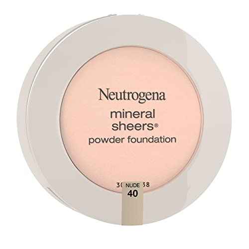 Neutrogena Mineral Sheers Compact Powder Foundation, Lightweight & Oil-Free Mineral Foundation, Fragrance-Free, Nude 40, .34 oz, 2 Pack
