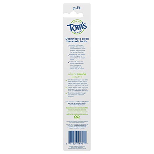 Tom's of Maine Whole Care Toothbrush, Soft, 2 Count(Pack of 1)