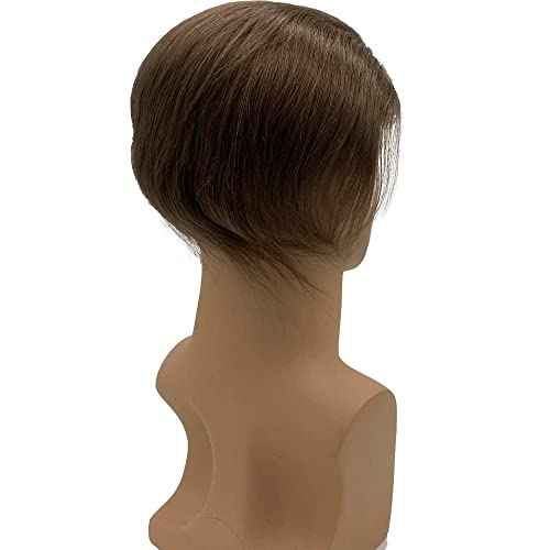 Mens Toupee European Human hair Replacement for Men Hairpiece Swiss Lace Front 0.08mm Thin Skin PU All V-looped Man Wigs 10x8inch #18 Dark Blonde Color