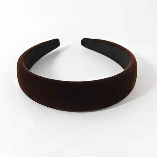 Deep brown Velvet Padded Headbands for Women Fashion Non slip Comfortable Head Bands for Women (Deep brown, one size)