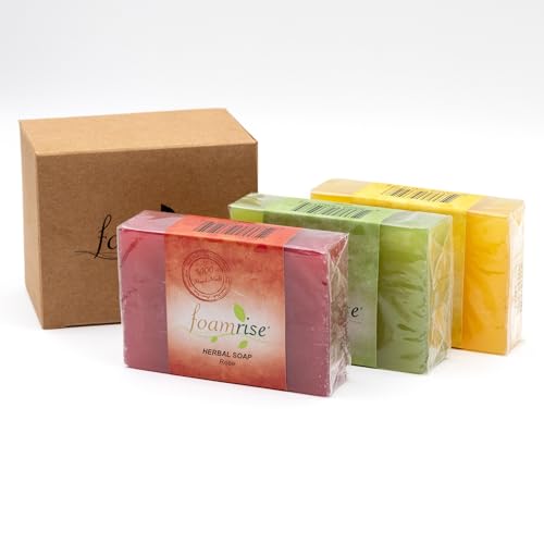 foamrise Rose Extract or Rose Essential Oil, Soothe and Hydrate,Various Skin Types, Rose Soap Bars, Handmade Soap With Premium Quality (pack of 3, Breeze of Spring)