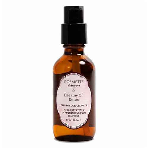 Cosmette Dreamy Deep Cleansing Oil Blend for Sensitive Skin, Vegan Makeup Remover & Facial Pore Cleanser - Jojoba, Coconut, Castor, Pumpkin & Lavender - Gentle, Hydrating, Natural Skincare, 1.7 FL Oz