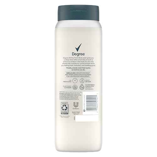 Degree All Day Fresh Body Wash Fresh Coconut Deep Cleansing 20 oz