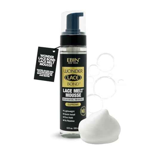 EBIN NEW YORK Wonder Lace Bond Melt Mousse 8.5oz/250ml- Extreme Firm Hold (Supreme) | Biotin + Castor Oil | No Residue, Long Lasting Formula with Protecting Edges, Gives Undetectable and Natural Look