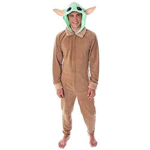 Star Wars Adult Unisex Baby Yoda The Child Costume One-Piece Union Suit Pajama Onesie For Men And Women