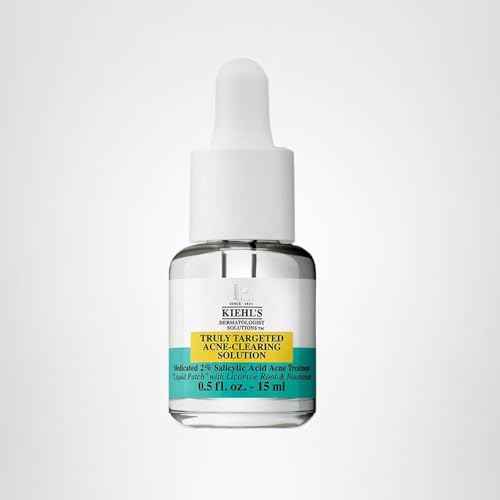 Kiehl's Truly Targeted Acne-Clearing Pimple Patch with 2% Salicylic Acid, Invisible Liquid Spot Treatment, 4% Niacinamide Fades Post-Acne Marks, 0.2% Licorice Root Soothes Redness - 0.5 fl oz