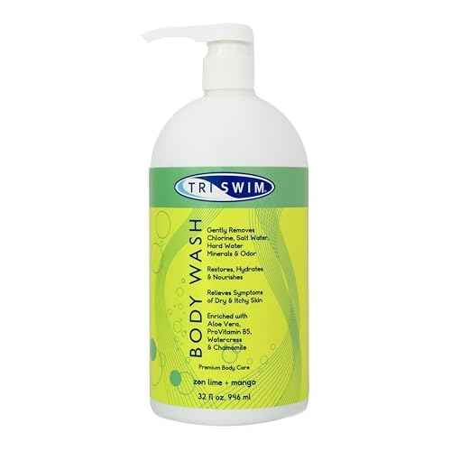 TRISWIM Chlorine Removal Body Wash 32 Fl Oz | Removes Chlorine, Bromine, Hard Water Minerals & Saltwater | Hydrates & Restores Skin | Zen Lime + Mango Scent