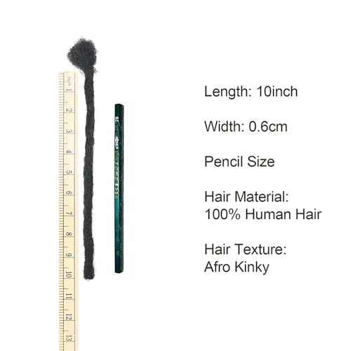 Short Loc Extensions Human Hair Dreads Extensions Dreadlock Extensions for Men Women 0.6 cm 4 Inch 60 Strands Handmade Permanent Locs Extension Natural Black Locs Hair Extensions Can be Dyed Bleached