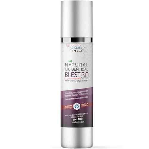 BIOLABS PRO Estro Cream BiEST 5.0 - Bioidentical Max Strength Solution - 5mg Per Dose - Three Month Supply - Luxury Bottle - 3.6oz