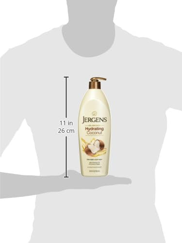 Jergens Hydrating Coconut Body Moisturizer, Infused with Coconut Oil, Dermatologist Tested, Hand and Body Lotion for Dry Skin, 26.5 Oz (Pack of 2)