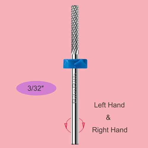 Nail Drill Bit Cuticle Professional Safety Nail Bit Tungsten Carbide Drill Bit 3/32",for Nail Prepare Nail Bed File Dead Skin Cleaning,Manicure 2-Way Rotate Nail Home Salon Supply,Medium