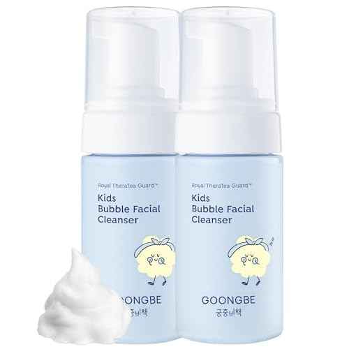 GOONGBE Kids' Bubble Facial Cleanser - Korean Kids Low pH Bubble Foam Face Wash - Gentle Cleansing & Hydrating with Panthenol and Amino Acids - Allergen Free Scent, 3.38 fl.oz. 2 Pack