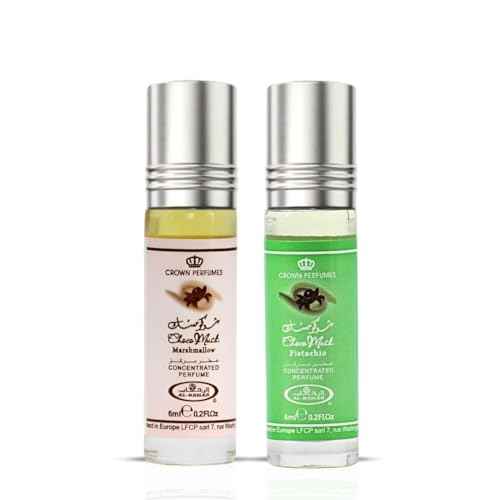 Al-Rehab Choco Musk Marshmallow & Pistachio 6ml (0.2 oz) | Sweet Gourmand Fragrance | Chocolate, Vanilla, Fruity & Nutty Scents | Long-Lasting Roll-On Fragrance Oils (Bundle)