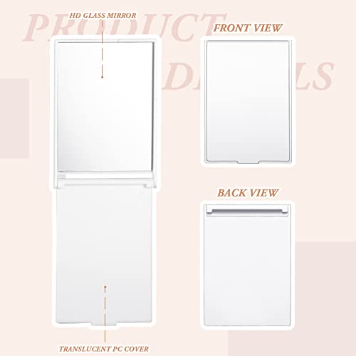 Queekay 16 Pcs 2 x 3 x 0.2''Small Makeup Folding Mirror Bulk Travel Portable Folding Rectangle Compact Stand up Portable Vanity Mirror for Women(White)