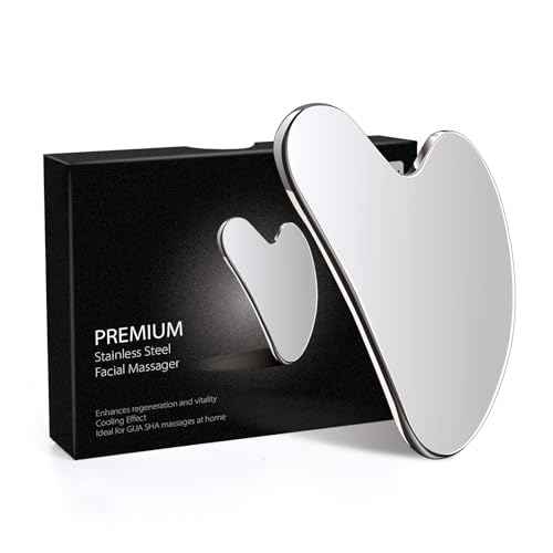Daubigny Stainless Steel Gua Sha Facial Tools Guasha for Face Metal Gua Sha Tighten Skin Massage Guasha Beauty Tool for Body Eyes Neck Massager with Travel Pouch Skin Care Gifts (Silver)